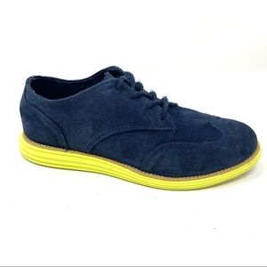 Cole Haan Grand OS oxford blue suede neon soles